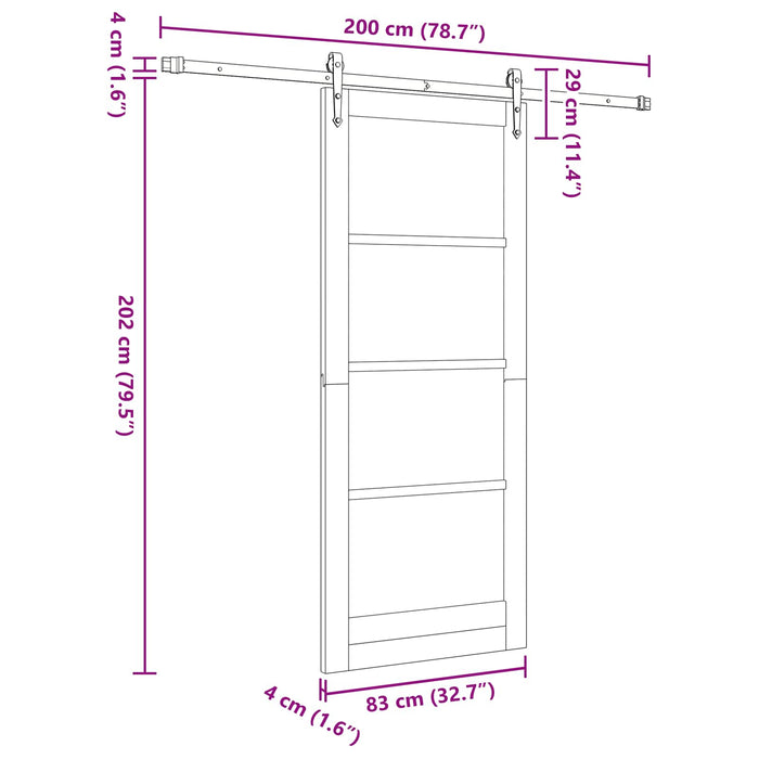 Ușă glisantă ORKDAL 83 x 202 cm Lemn masiv de pin WALTI