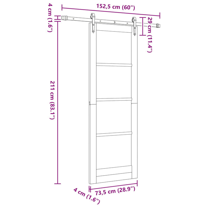 Ușă glisantă ORKDAL natural 73,5 x 211 cm Lemn masiv de pin - WALTI WALTI