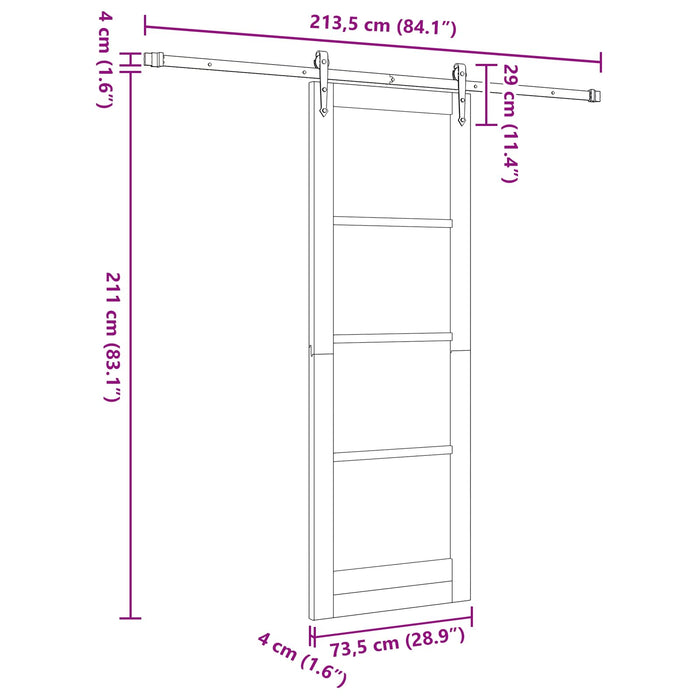 Ușă glisantă ORKDAL natural 73,5 x 211 cm Lemn masiv de pin - WALTI WALTI