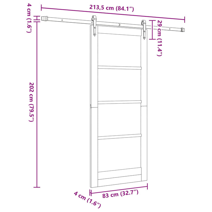 Ușă glisantă ORKDAL Alb 83 x 202 cm Lemn masiv de pin - WALTI WALTI