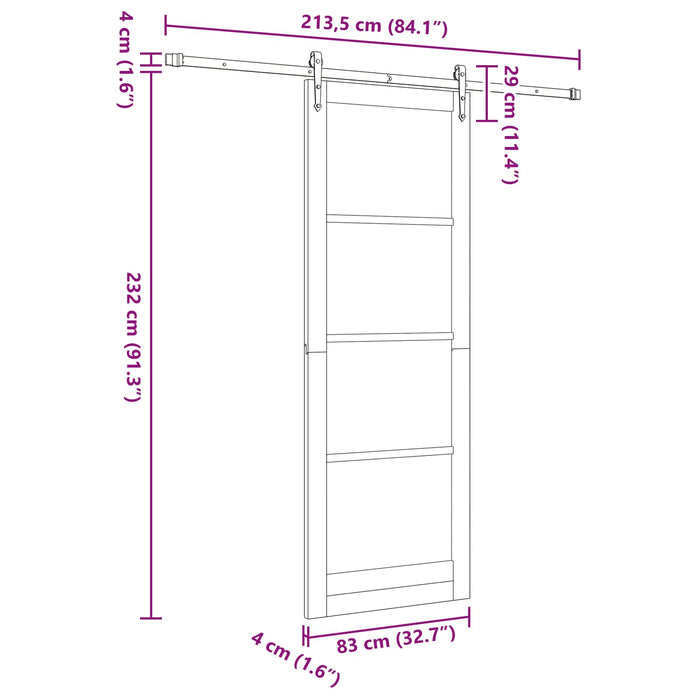 Ușă glisantă ORKDAL natural 83 x 232 cm Lemn masiv de pin - WALTI WALTI