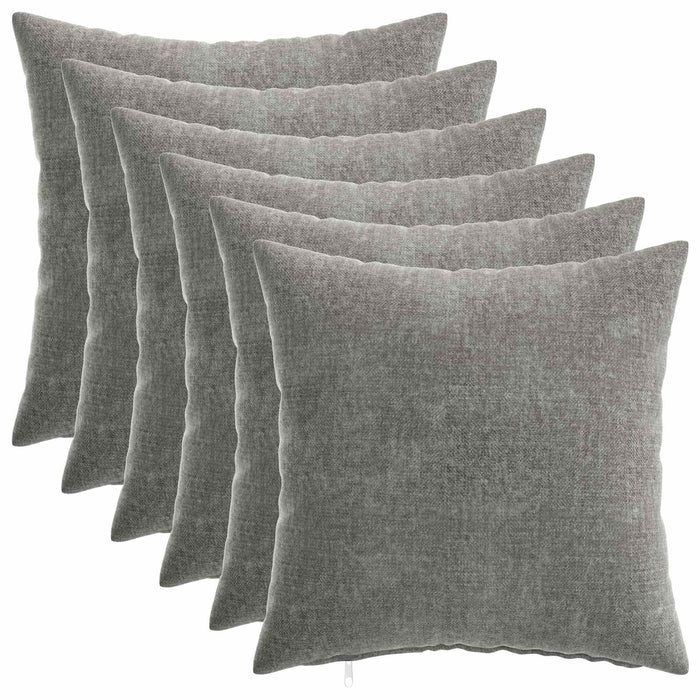 Pernă 6 buc. HEERLEN Gri închis 30 x 30 cm Țesătură Chenille - WALTI WALTI