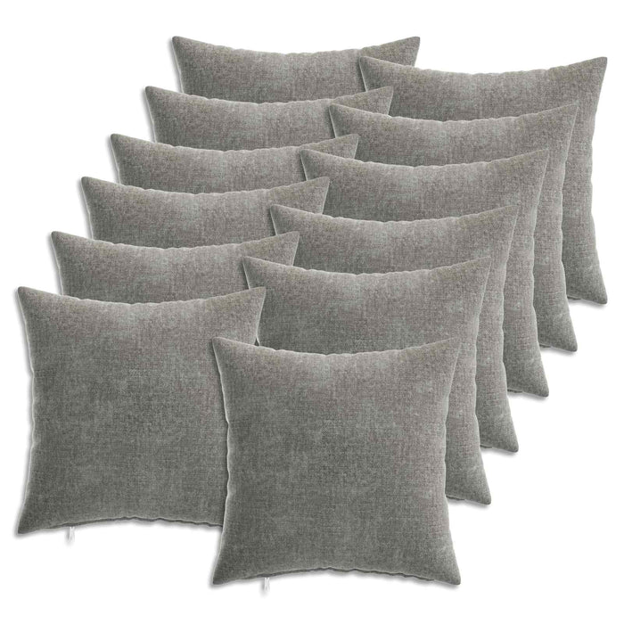 Pernă 12 buc. HEERLEN Gri închis 40 x 40 cm Țesătură Chenille - WALTI WALTI