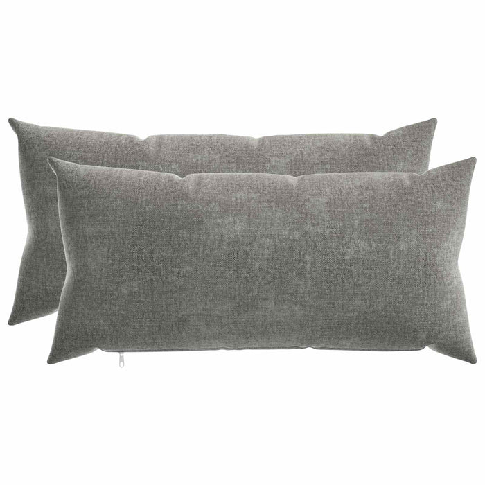Pernă 2 buc. HEERLEN Gri închis 40 x 80 cm Țesătură Chenille - WALTI WALTI
