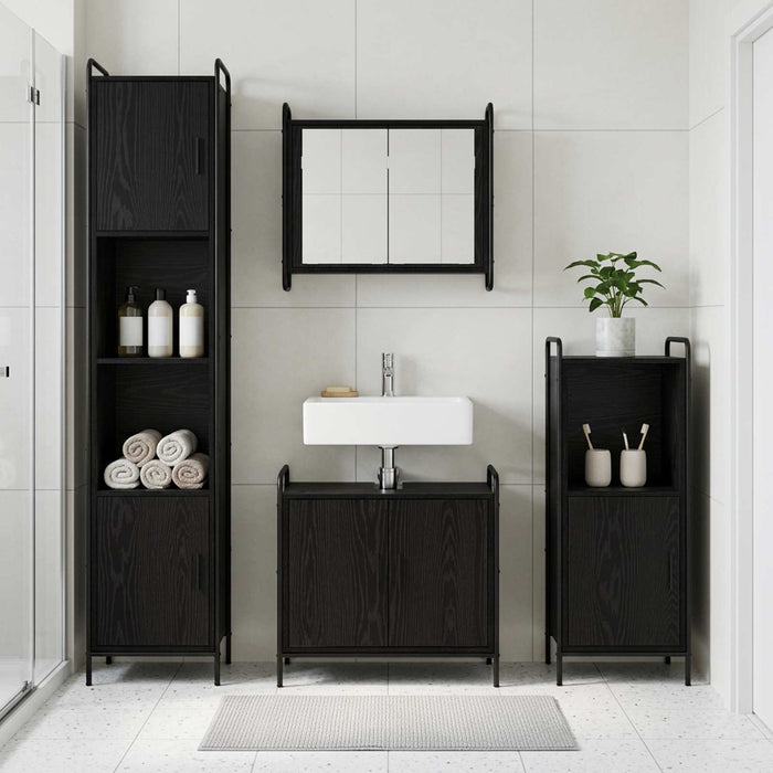 Set dulap baie 3 buc. Stejar Negru 40 x 36 x 99,5 cm WALTI