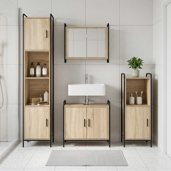 Set dulap baie 2 buc. Stejar Sonoma 65,5 x 34 x 61 cm WALTI