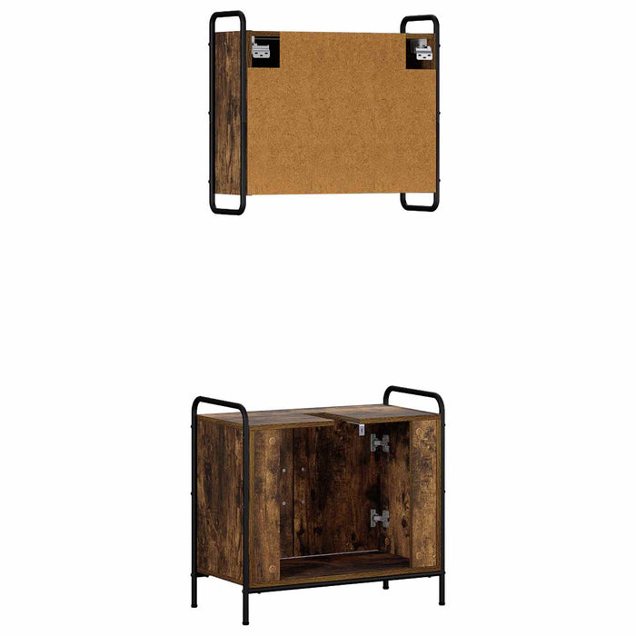 Set dulap baie 2 buc. Stejar fumuriu 65,5 x 34 x 61 cm WALTI