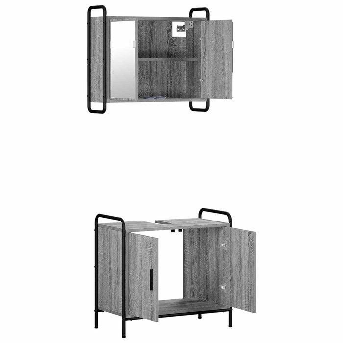 Set dulap baie 2 buc. Sonoma gri 65,5 x 34 x 61 cm WALTI