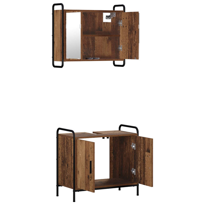Set dulap baie 2 buc. Lemn vechi 65,5 x 34 x 61 cm WALTI
