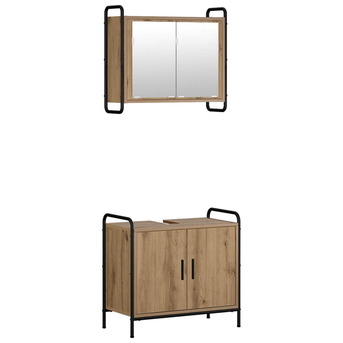 Set dulap baie 2 buc. Stejar Artizanal 65,5 x 34 x 61 cm WALTI