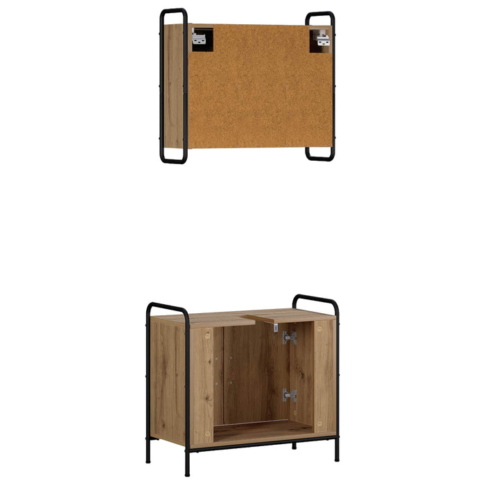 Set dulap baie 2 buc. Stejar Artizanal 65,5 x 34 x 61 cm WALTI