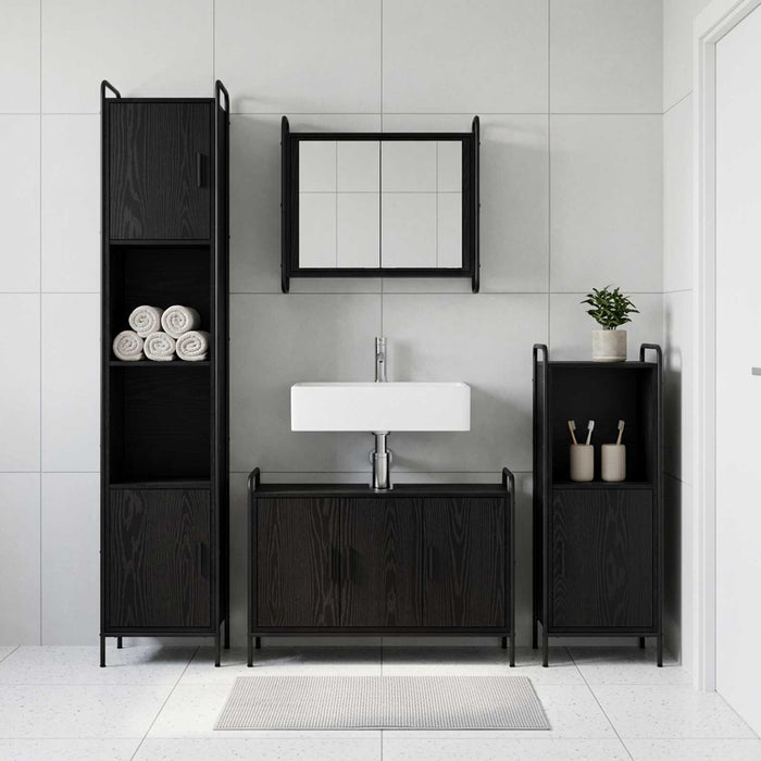 Set dulap baie 4 buc. Stejar Negru 40 x 36 x 181 cm WALTI