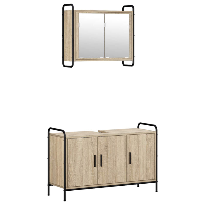 Set dulap baie 2 buc. Stejar Sonoma 65,5 x 34 x 61 cm WALTI