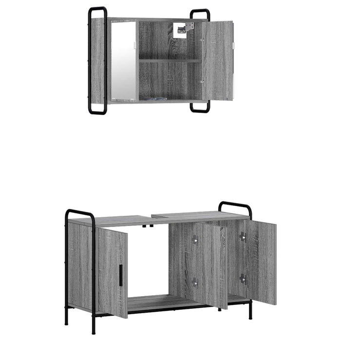 Set dulap baie 2 buc. Sonoma gri 65,5 x 34 x 61 cm WALTI
