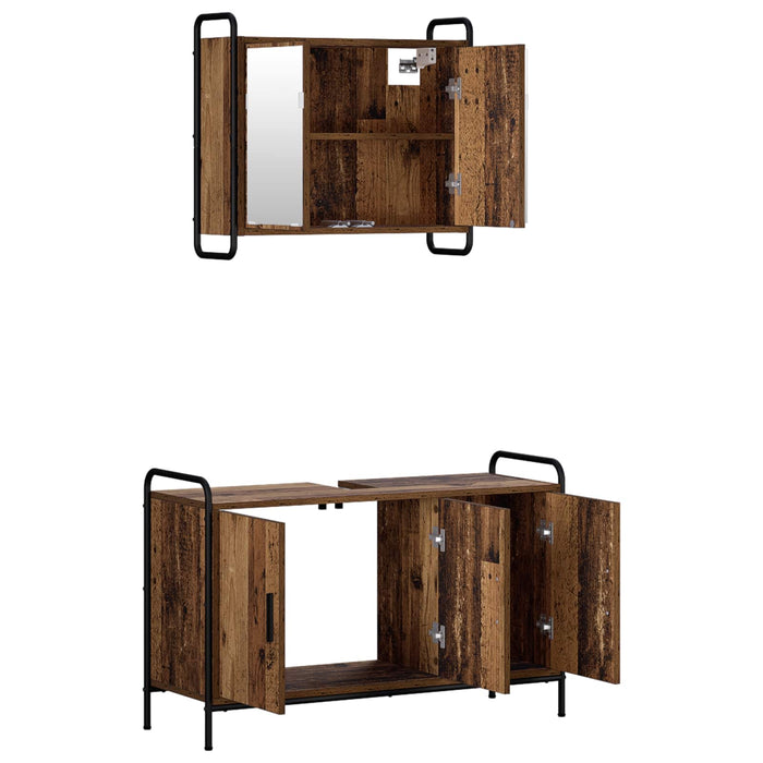 Set dulap baie 2 buc. Lemn vechi 65,5 x 34 x 61 cm WALTI