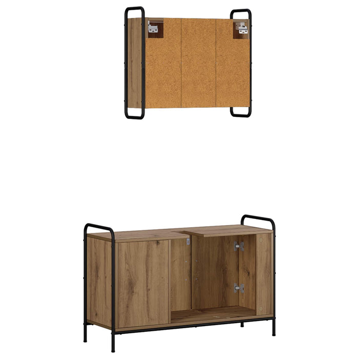 Set dulap baie 2 buc. Stejar Artizanal 65,5 x 34 x 61 cm WALTI