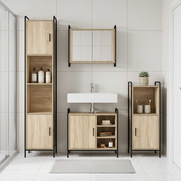 Set dulap baie 2 buc. Stejar Sonoma 65,5 x 34 x 61 cm WALTI