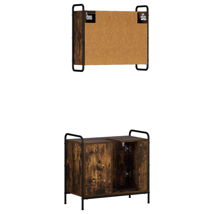 Set dulap baie 2 buc. Stejar fumuriu 65,5 x 34 x 61 cm WALTI