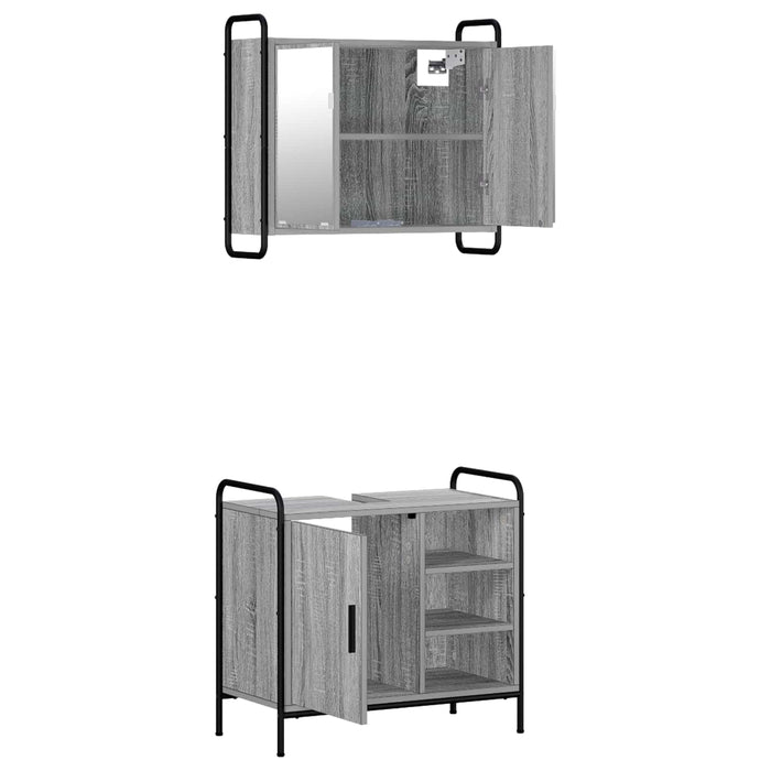 Set dulap baie 2 buc. Sonoma gri 65,5 x 34 x 61 cm WALTI