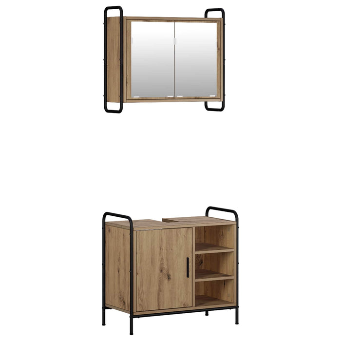Set dulap baie 2 buc. Stejar Artizanal 65,5 x 34 x 61 cm WALTI