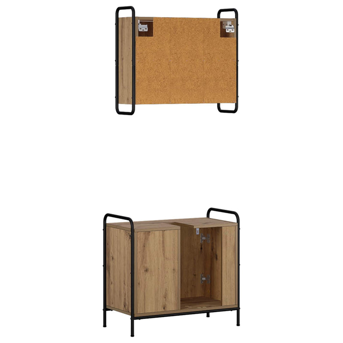 Set dulap baie 2 buc. Stejar Artizanal 65,5 x 34 x 61 cm WALTI