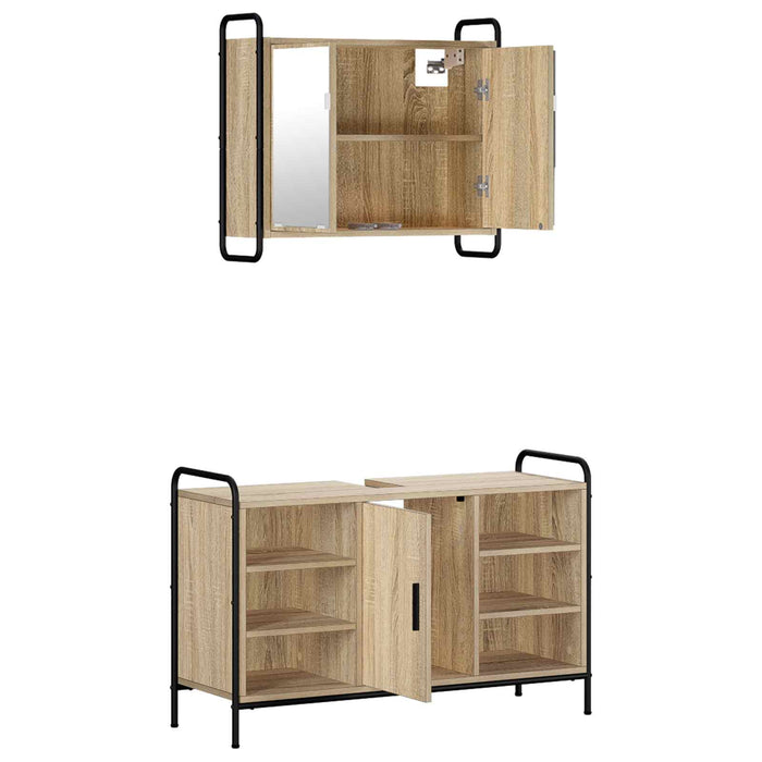 Set dulap baie 2 buc. Stejar Sonoma 65,5 x 34 x 61 cm WALTI