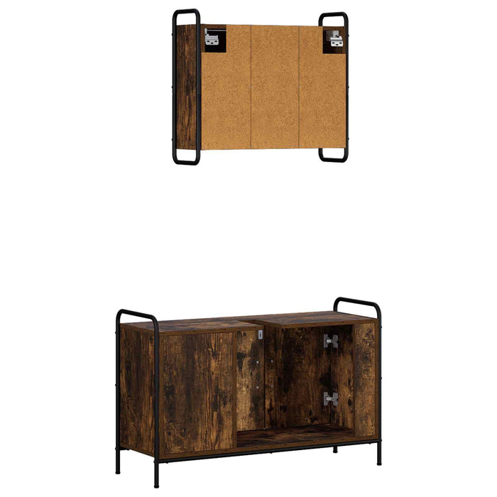 Set dulap baie 2 buc. Stejar fumuriu 65,5 x 34 x 61 cm WALTI