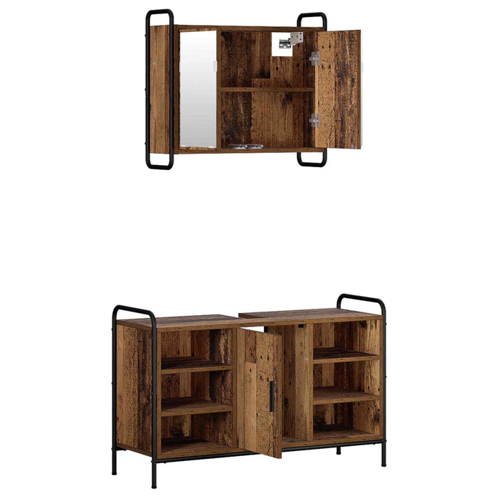Set dulap baie 2 buc. Lemn vechi 65,5 x 34 x 61 cm WALTI