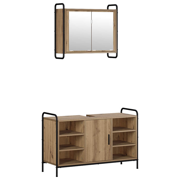 Set dulap baie 2 buc. Stejar Artizanal 65,5 x 34 x 61 cm WALTI