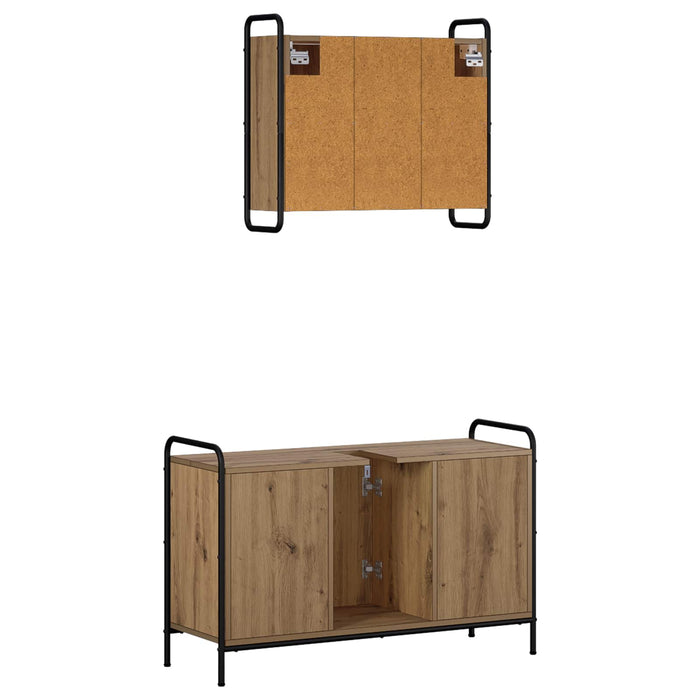 Set dulap baie 2 buc. Stejar Artizanal 65,5 x 34 x 61 cm WALTI