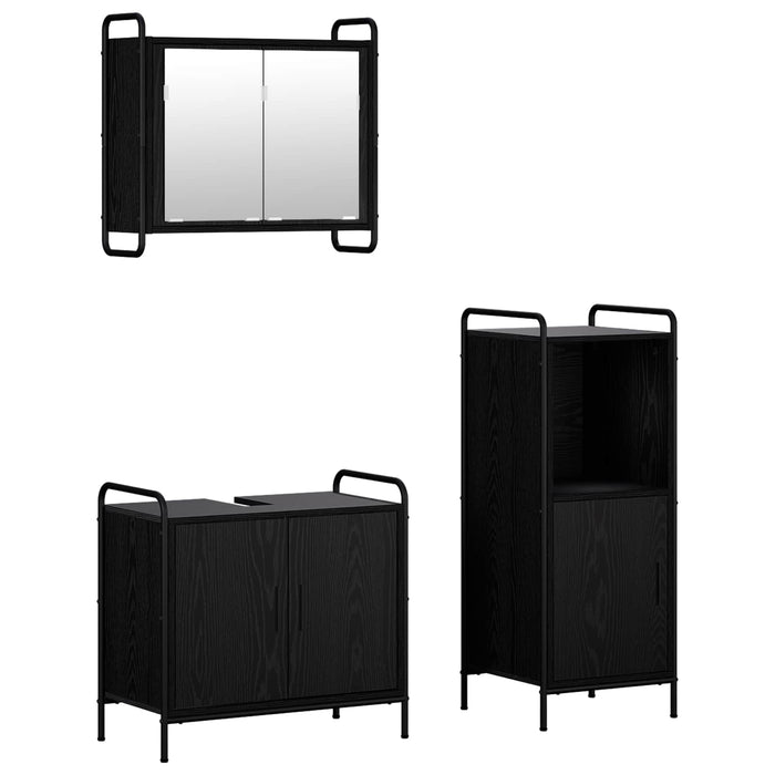 Set dulap baie 3 buc. Stejar Negru 40 x 36 x 99,5 cm WALTI