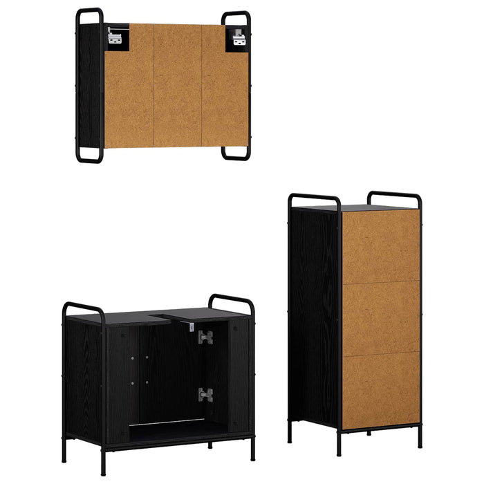 Set dulap baie 3 buc. Stejar Negru 40 x 36 x 99,5 cm WALTI