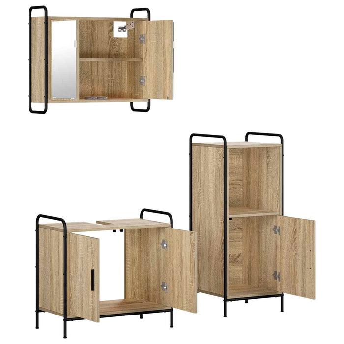 Set dulap baie 3 buc. Stejar Sonoma 40 x 36 x 99,5 cm WALTI