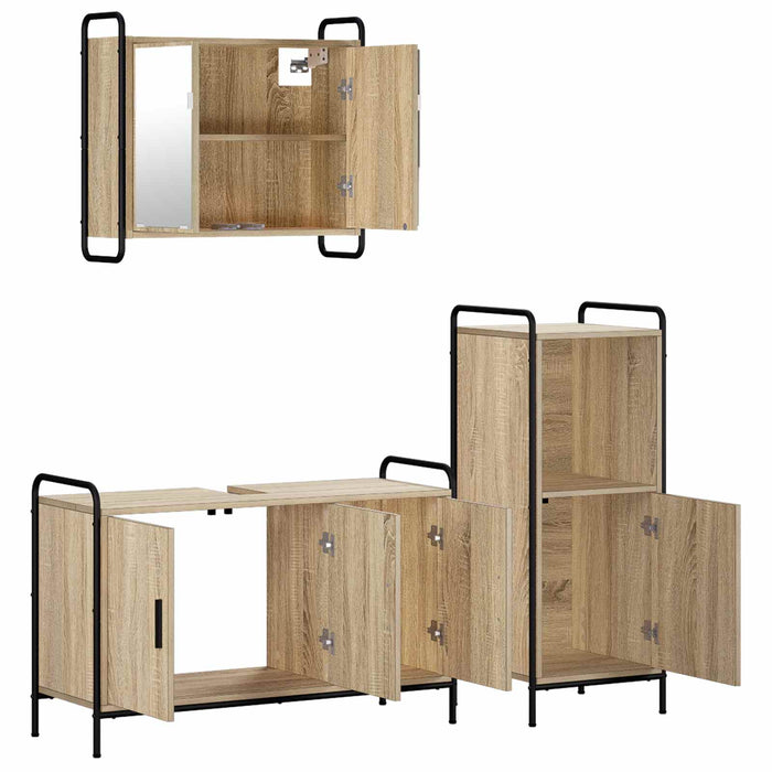 Set dulap baie 3 buc. Stejar Sonoma 40 x 36 x 99,5 cm WALTI