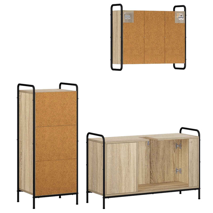 Set dulap baie 3 buc. Stejar Sonoma 40 x 36 x 99,5 cm WALTI