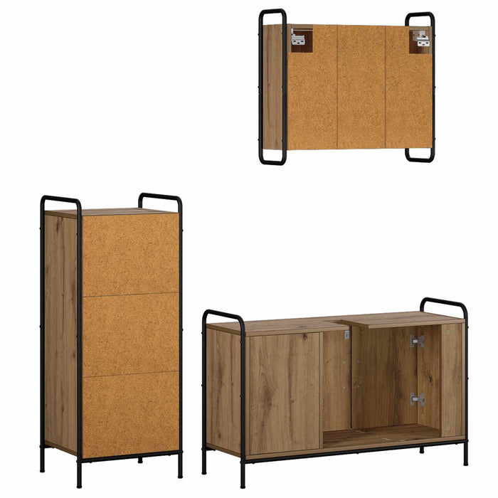 Set dulap baie 3 buc. Stejar Artizanal 40 x 36 x 99,5 cm WALTI