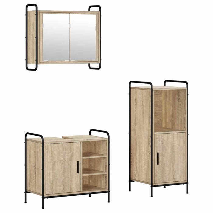 Set dulap baie 3 buc. Stejar Sonoma 40 x 36 x 99,5 cm WALTI
