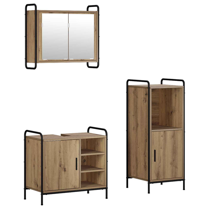 Set dulap baie 3 buc. Stejar Artizanal 40 x 36 x 99,5 cm WALTI