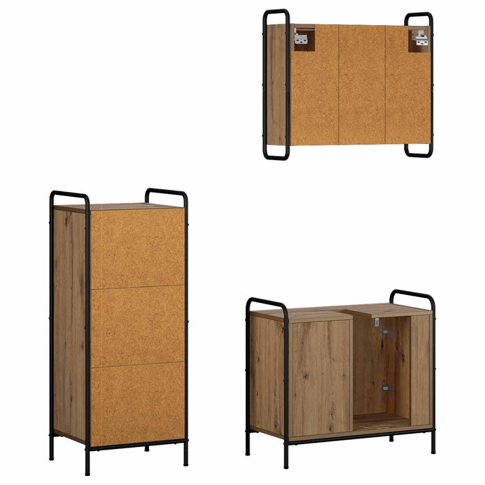 Set dulap baie 3 buc. Stejar Artizanal 40 x 36 x 99,5 cm WALTI