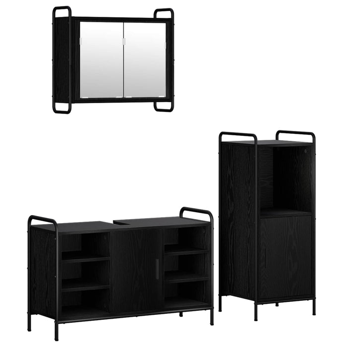 Set dulap baie 3 buc. Stejar Negru 40 x 36 x 99,5 cm WALTI