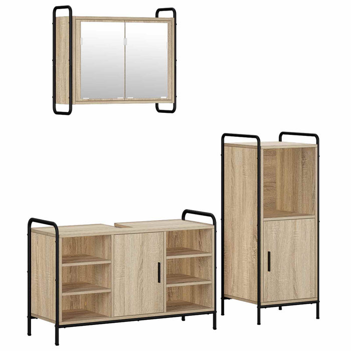 Set dulap baie 3 buc. Stejar Sonoma 40 x 36 x 99,5 cm WALTI