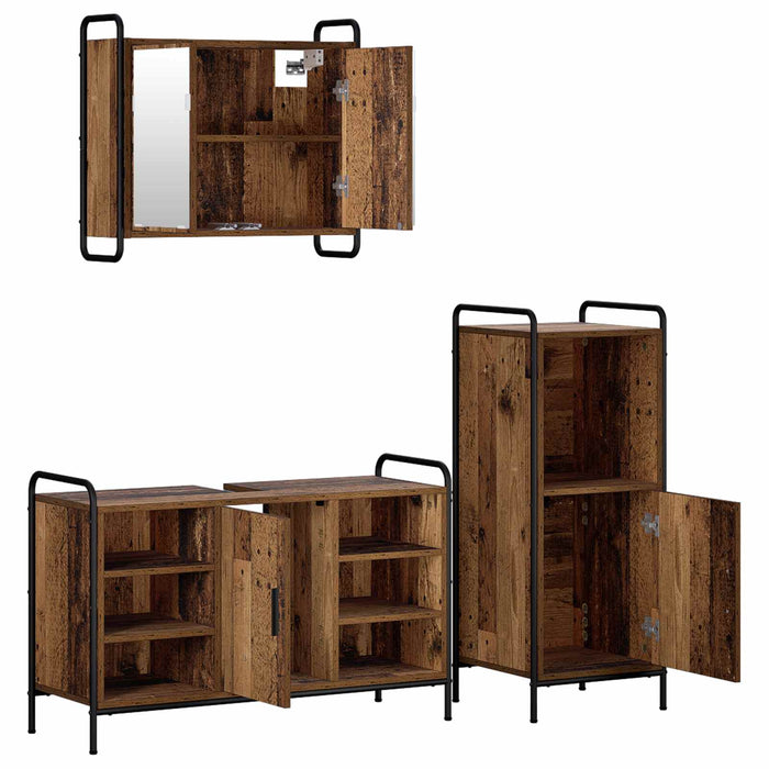 Set dulap baie 3 buc. Lemn vechi 40 x 36 x 99,5 cm WALTI