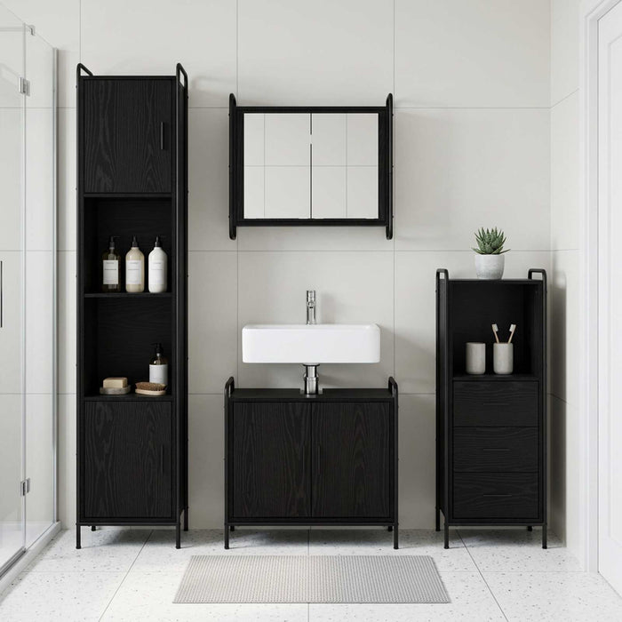 Set dulap baie 3 buc. Stejar Negru 40 x 36 x 109,5 cm WALTI