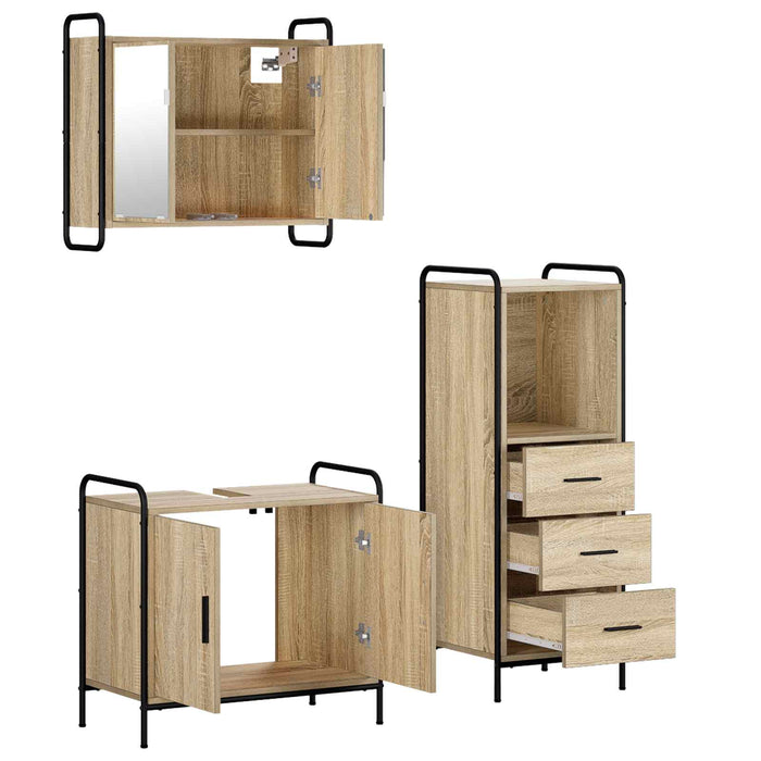Set dulap baie 3 buc. Stejar Sonoma 40 x 36 x 109,5 cm WALTI