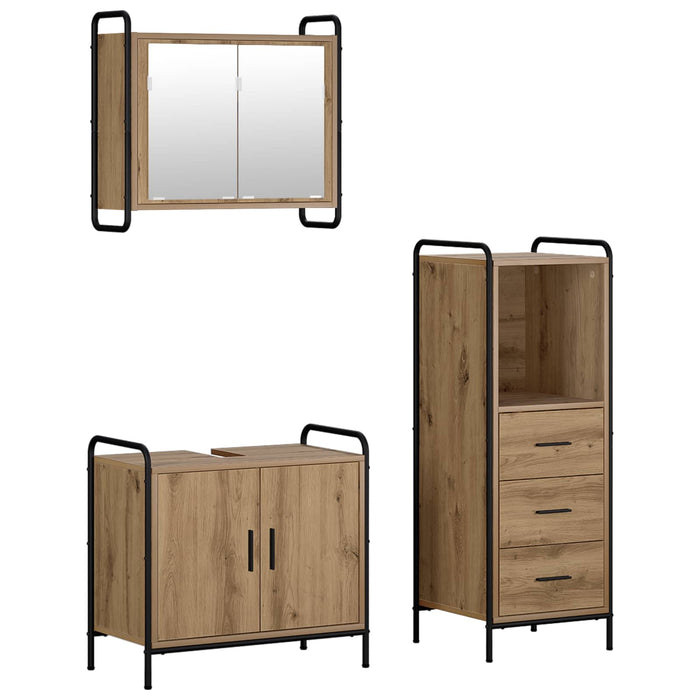 Set dulap baie 3 buc. Stejar Artizanal 40 x 36 x 109,5 cm WALTI