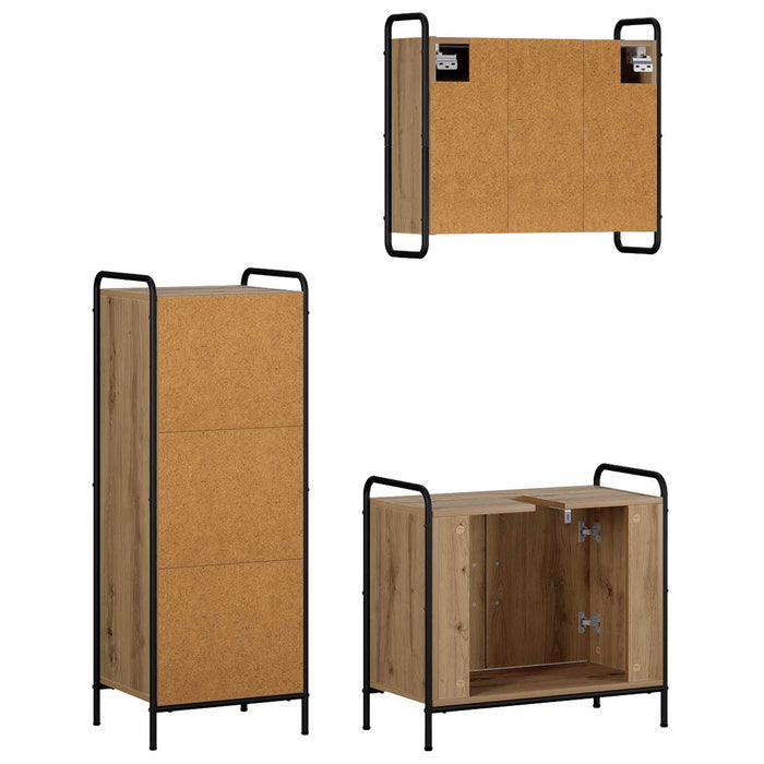 Set dulap baie 3 buc. Stejar Artizanal 40 x 36 x 109,5 cm WALTI