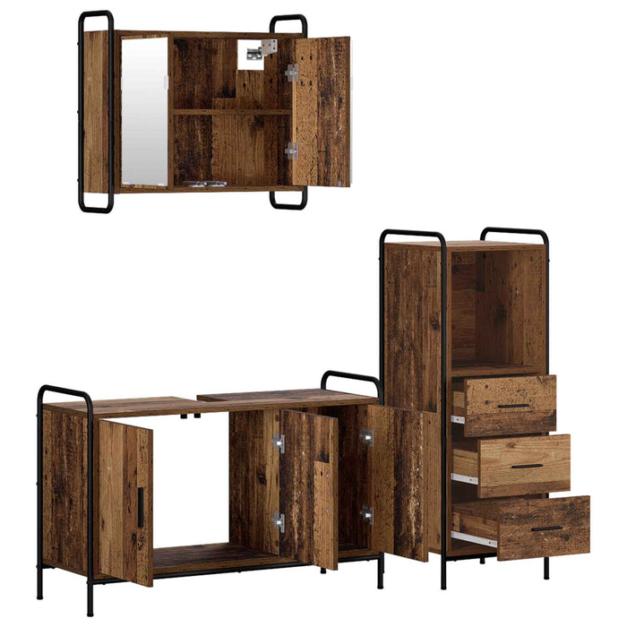 Set dulap baie 3 buc. Lemn vechi 40 x 36 x 109,5 cm WALTI