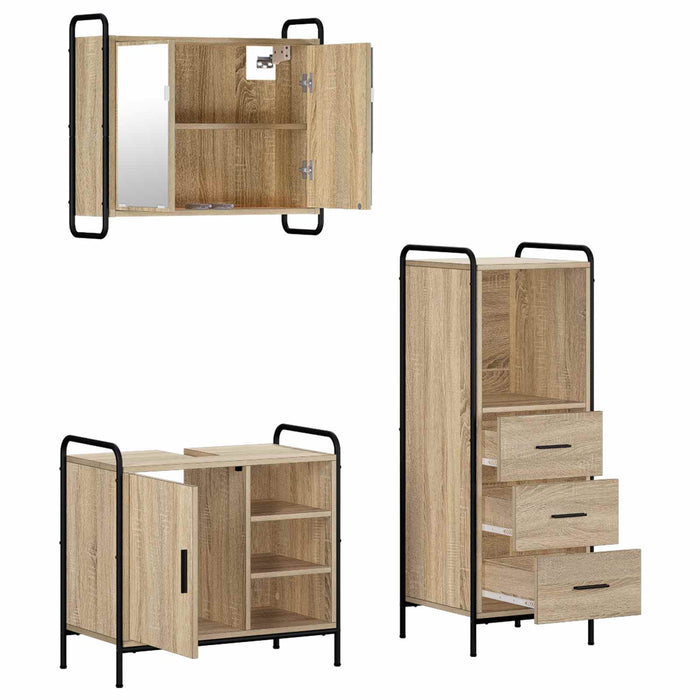 Set dulap baie 3 buc. Stejar Sonoma 40 x 36 x 109,5 cm WALTI