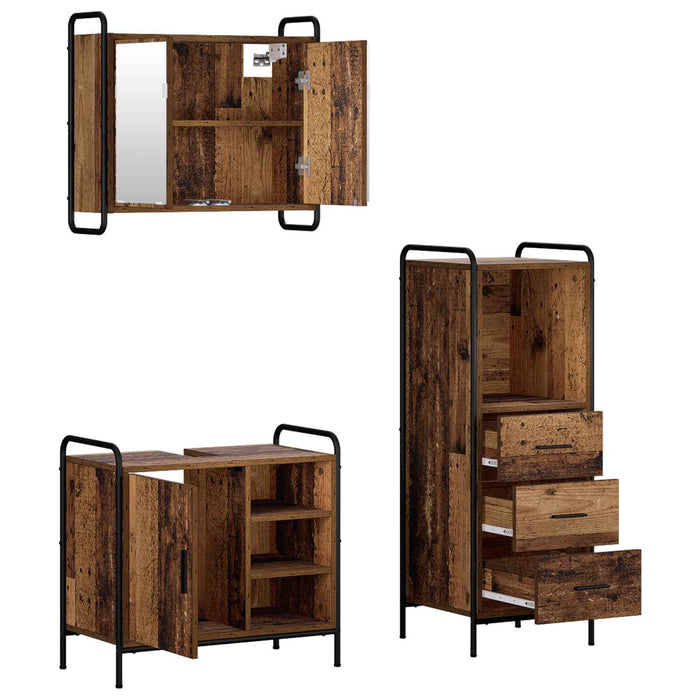 Set dulap baie 3 buc. Lemn vechi 40 x 36 x 109,5 cm WALTI
