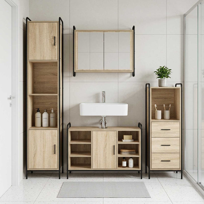Set dulap baie 3 buc. Stejar Sonoma 40 x 36 x 109,5 cm WALTI
